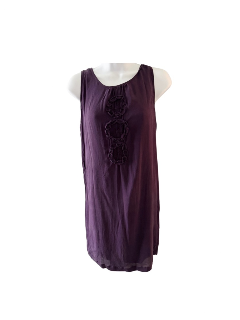 Leon Max Limited Edition Purple Eggplant 92% Silk Tunic Mini Dress Size XS